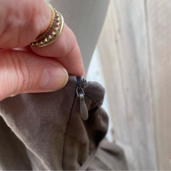 ZARA LINEN BLEND KHAKI HALTER NECK MIDI DRESS blogger’s favorite size large - Picture 7 of 16